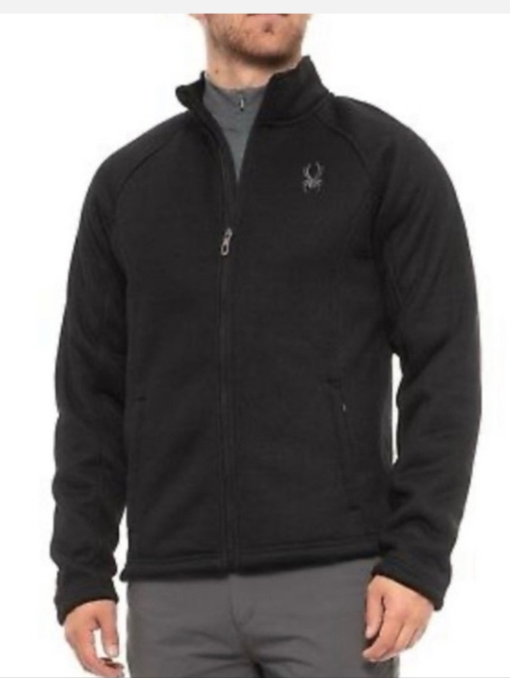 Spyder Size Large  Black Full-Zip Sweater Jacket with Logo